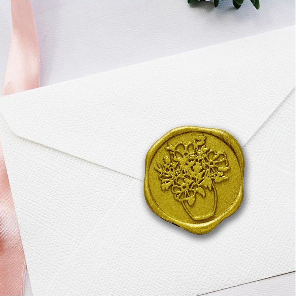 Vintage Bouquet Adhesive Wax Seal Stickers for Envelopes and Invitations (25-Pack)
