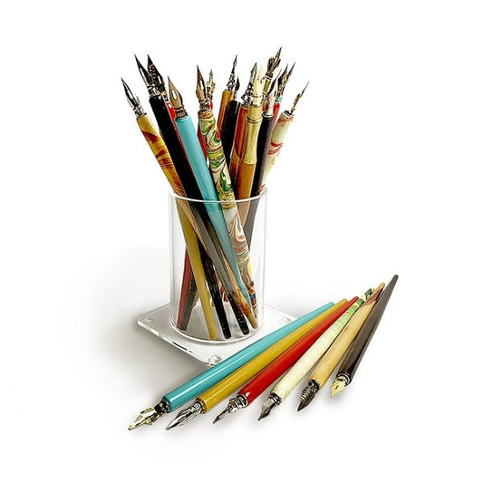 Vintage Calligraphy Wood Dip Pens assorted colors - 6PK