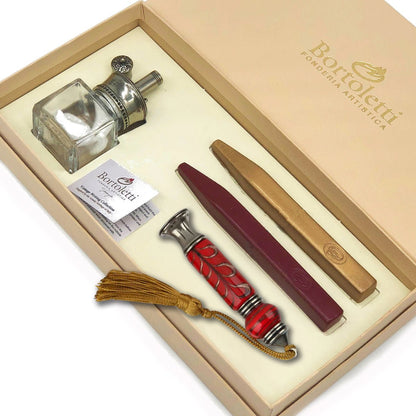 Murano Glass Gold Leaf Handle Wax Seal Stamp with Tassel and Apex Initial