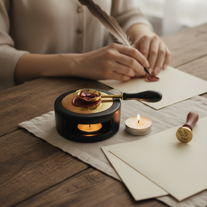 Sealing Wax Melter Set with Candle and Spoon –  Desktop Wax Seal Warmer Heater Stove