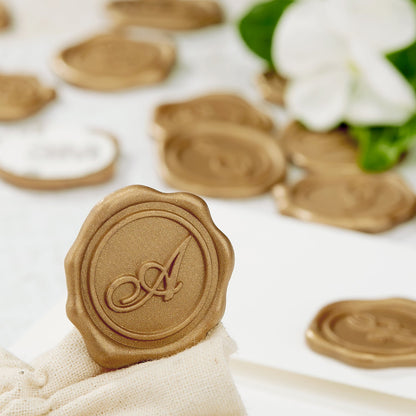 Initial Adhesive Wax Seal Stickers for Envelopes and Invitations (25-Pack)