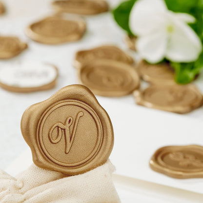 Initial Adhesive Wax Seal Stickers for Envelopes and Invitations (25-Pack)