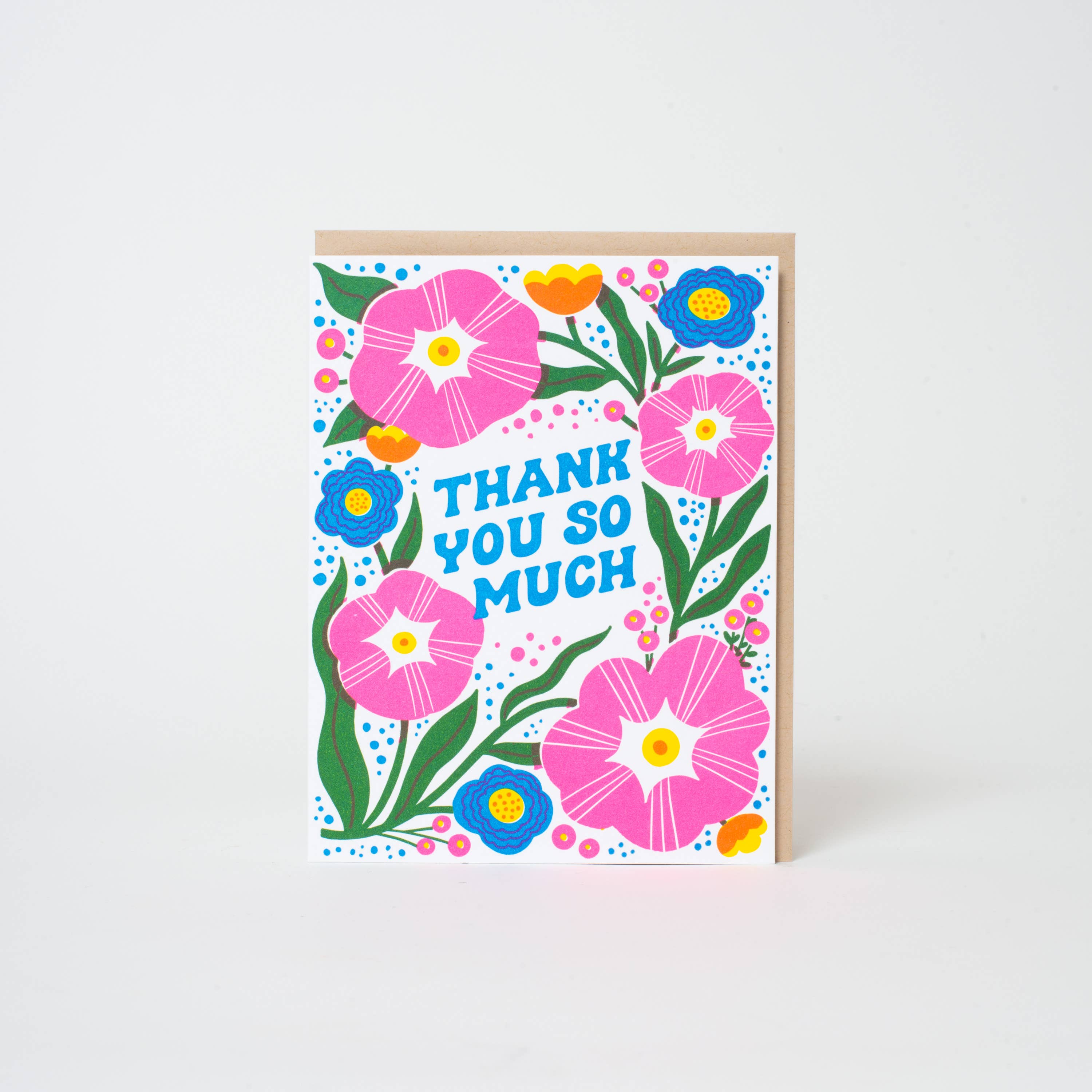 Thanks So Much Flowers Letterpress Greeting Card