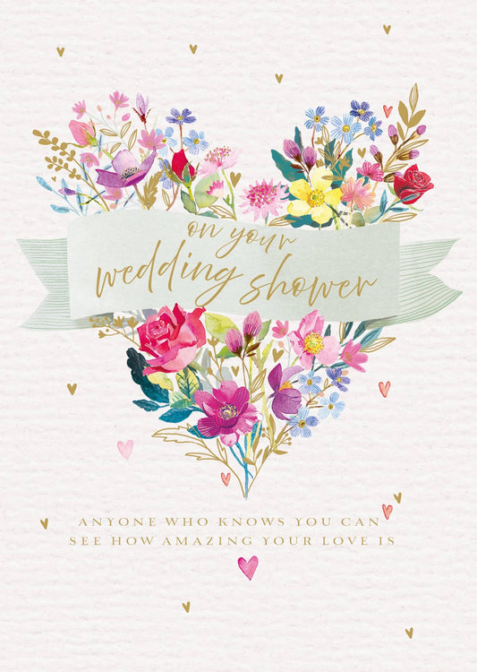 WEDDING SHOWER FLOWER HEART GREETING CARD LING