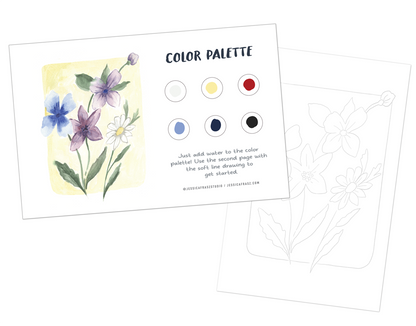 Flower Garden Painting Art Kit with Outline page