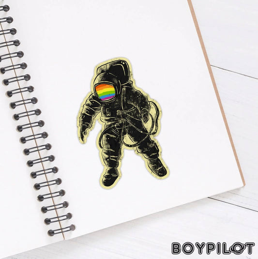Queer Astronaut Sticker - Vintage Rainbow Astronaut Cosmonau