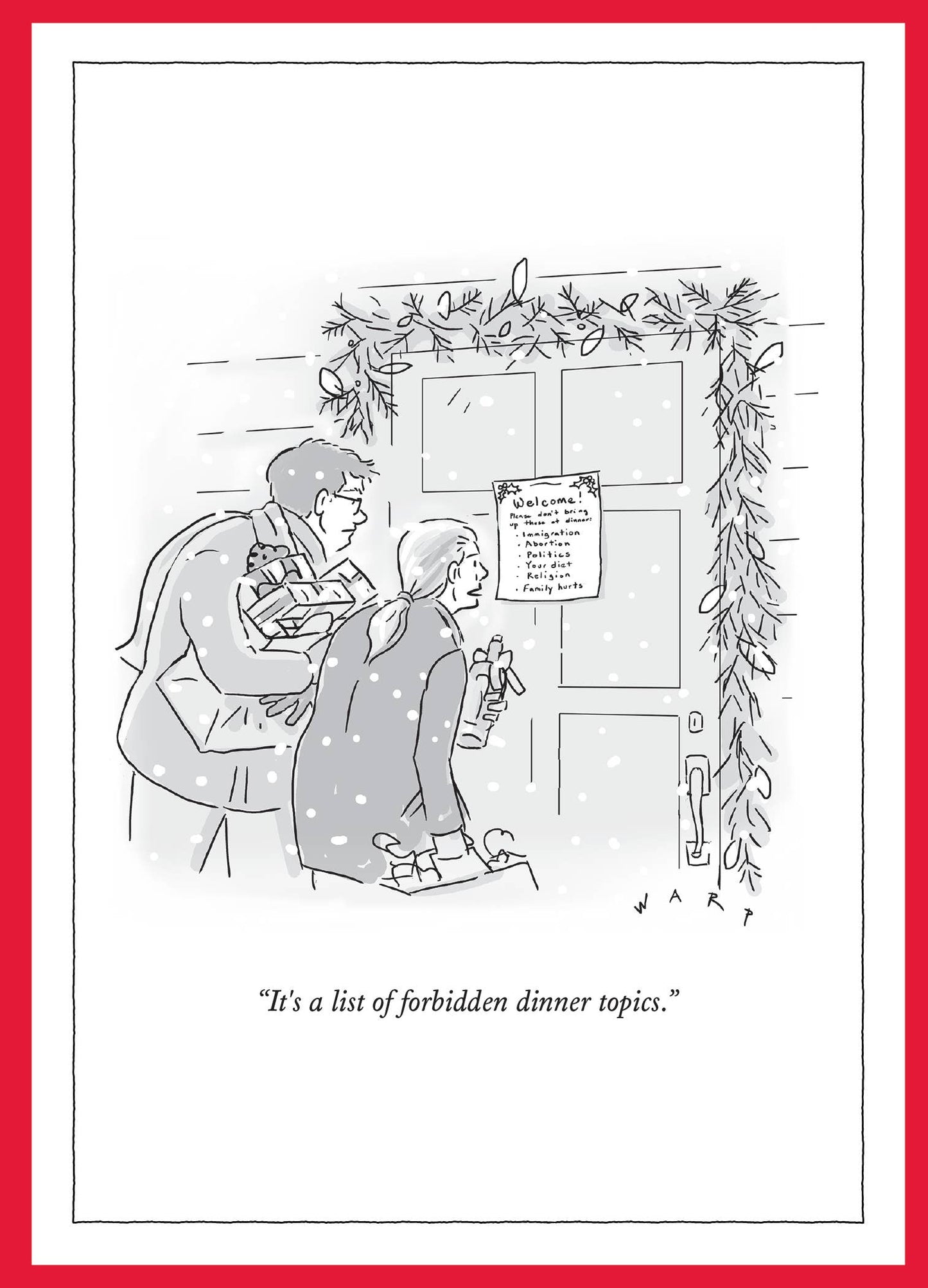 DINNER TOPICS - 5 x 7 NY XMAS CARD: Singles