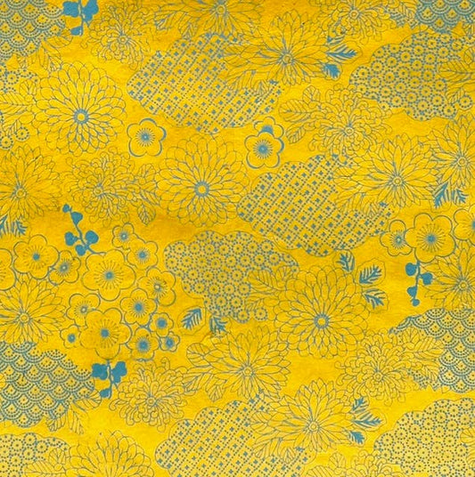 20x30 Japanese garden paper, teal/yellow