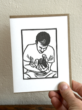 Man/Baby Hug LETTERPRESS CARD