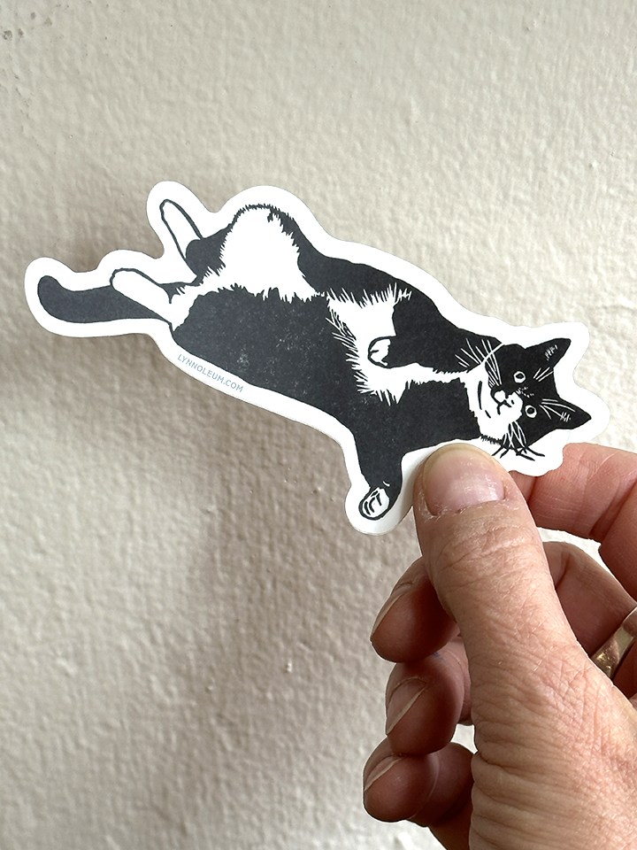 Tuxedo Cat Belly Full Length STICKER