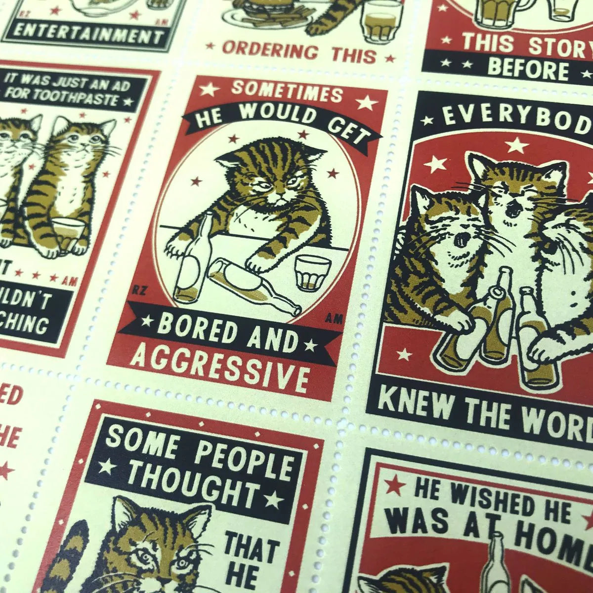 Drinking Cats Stamps