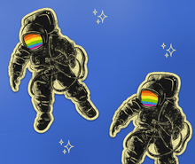 Queer Astronaut Sticker - Vintage Rainbow Astronaut Cosmonau