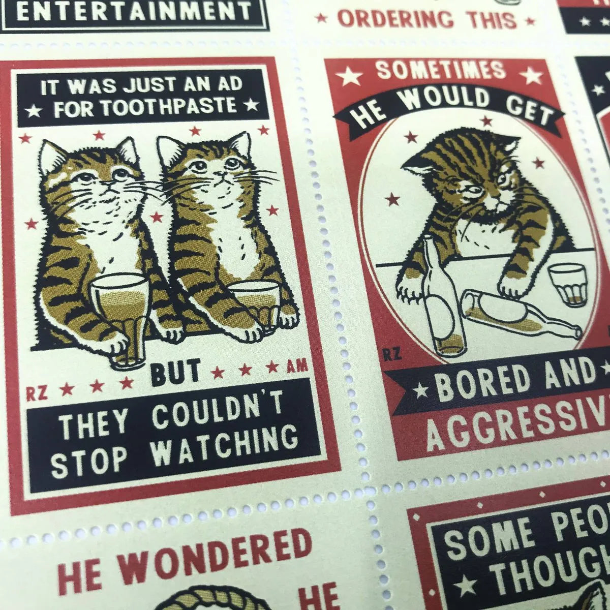 Drinking Cats Stamps