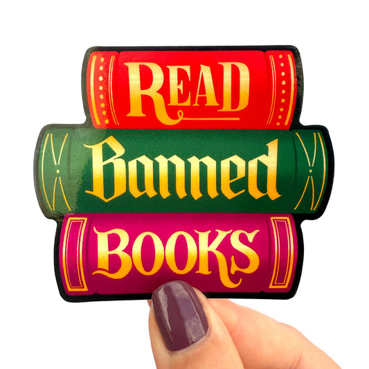 Read Banned Books - Hand-lettered sticker