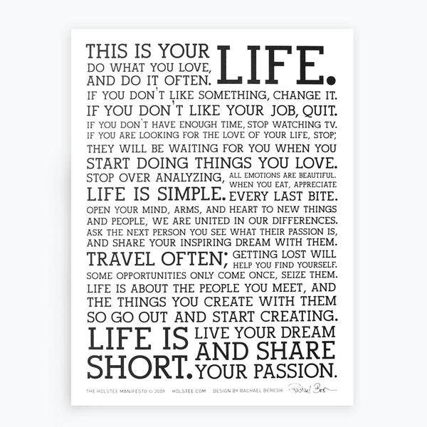 12" x 16" Holstee Manifesto Poster: Single flat poster