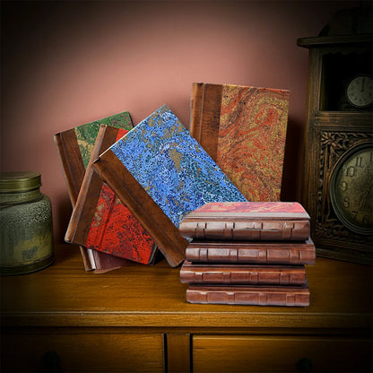 Manufactus Italian Leather & Marble Journal - 5x7 - Hand-Marbled Paper - Leather Binding- Made in Italy