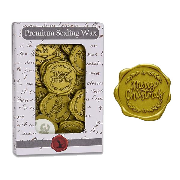Merry Christmas Adhesive Wax Seal Stickers for Christmas Cards and Holiday Mail (25-Pack)