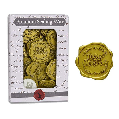 Merry Christmas Adhesive Wax Seal Stickers for Christmas Cards and Holiday Mail (25-Pack)