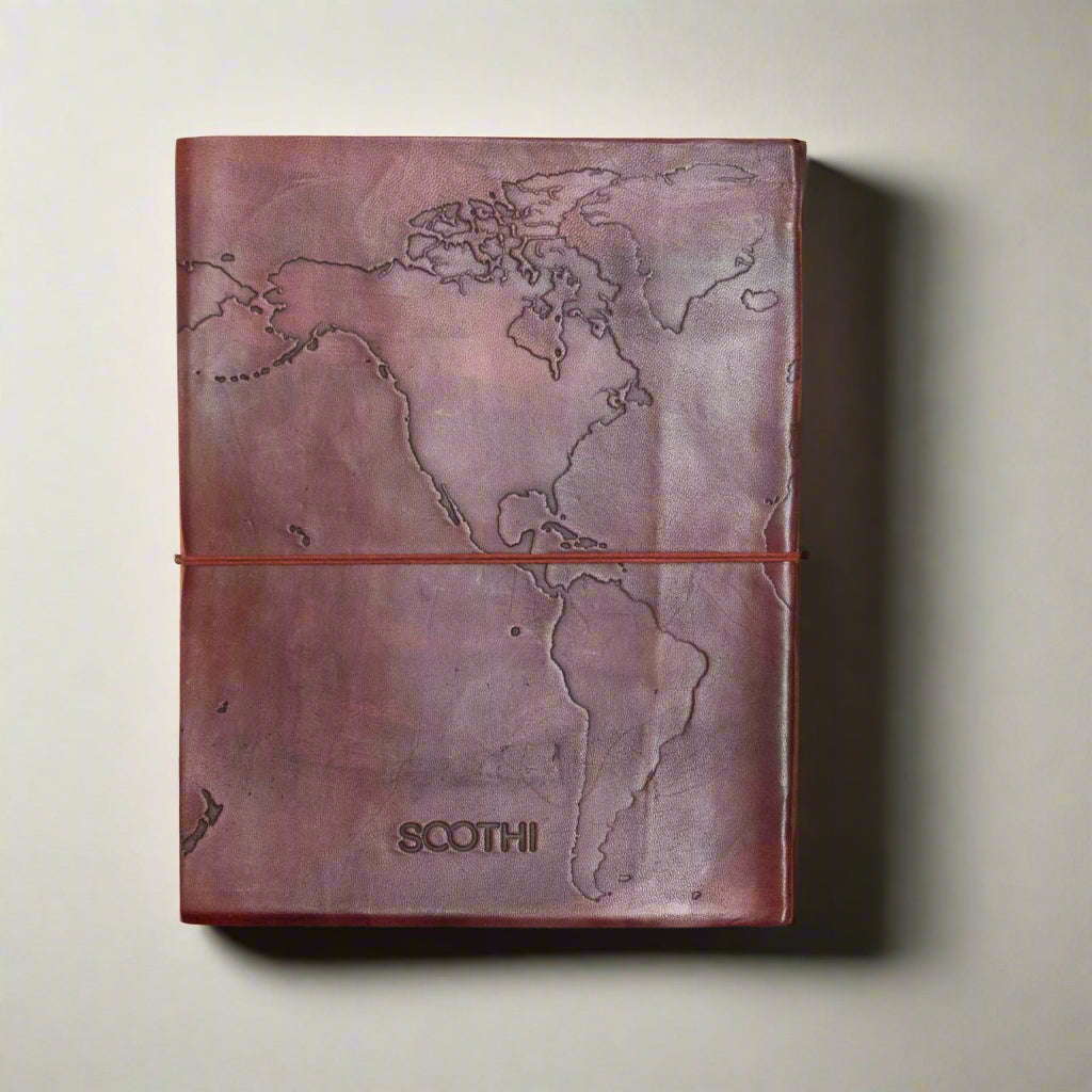 Extra Large World Map 14x11 Handmade Leather Journal