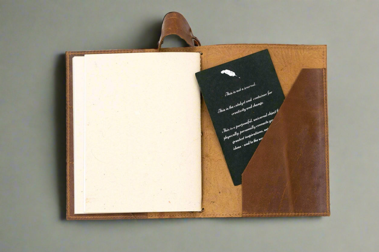 Soothi A5 Refillable Leather Traveler's Journal - Classic Design with Pockets, Pen Slot & Tree-Free Paper