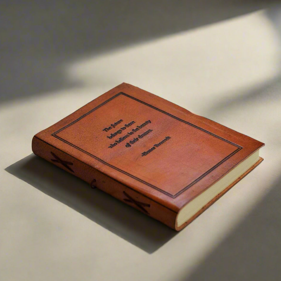 The Future Belongs Eleanor Roosevelt Quote Leather Journal - 8x6 Size