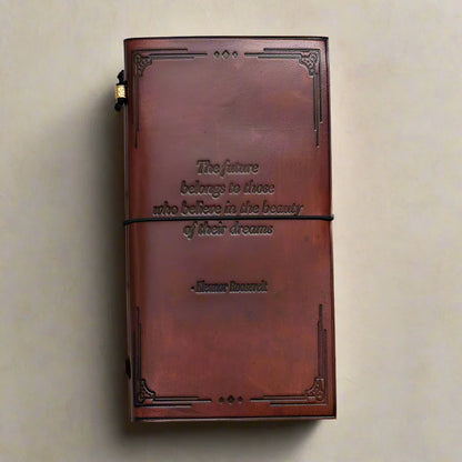 The Future Belongs Eleanor Roosevelt Quote Leather Journal - 8x6 Size