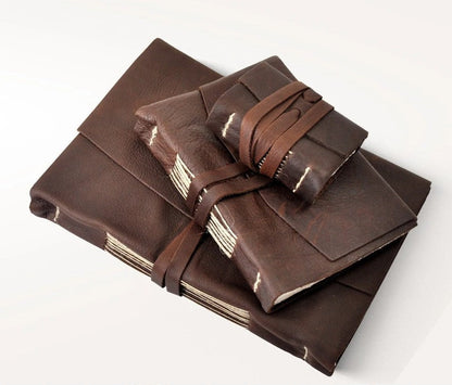 Manufactus Medieval Leather Journal - Amalfi Paper & Nabuk Leather - Hand-Stitched in Italy - 3 Sizes