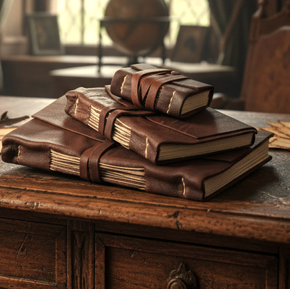 Manufactus Medieval Leather Journal - Amalfi Paper & Nabuk Leather - Hand-Stitched in Italy - 3 Sizes