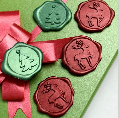 Assorted Christmas Adhesive Wax Seal Stickers for Christmas Cards and Holiday Mail (25-Pack)