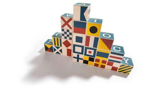 Nautical ABC Wood Blocks w/ canvas bag