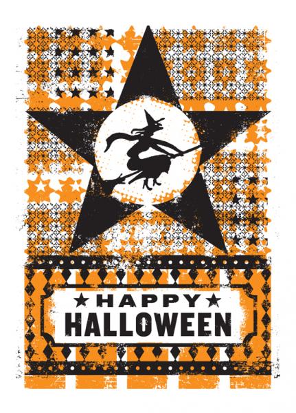 Witch in Star Halloween Card