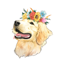Flower Crown Golden Retriever Sticker