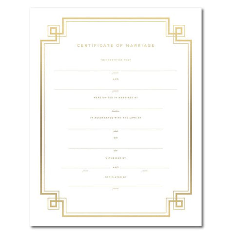 Haute Papier Gold Foil Marriage Certificate - Geometric