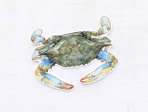 Blue Crab Sticker, Vinyl Crab Art Sticker
