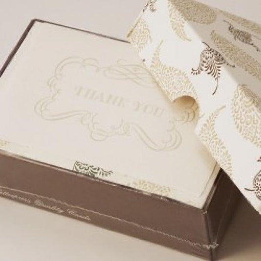 Italian Letterpress Thank You Cards tan