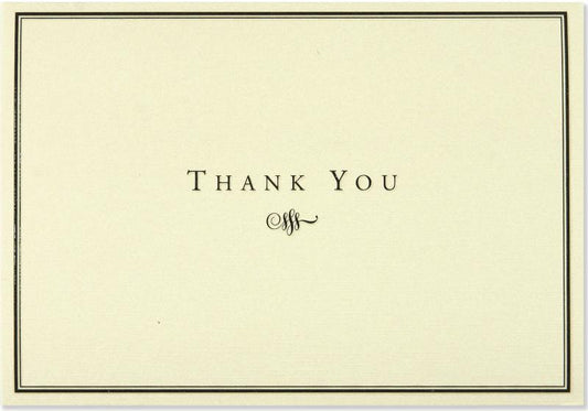 Black & Cream Thank You Notes - Box of 14