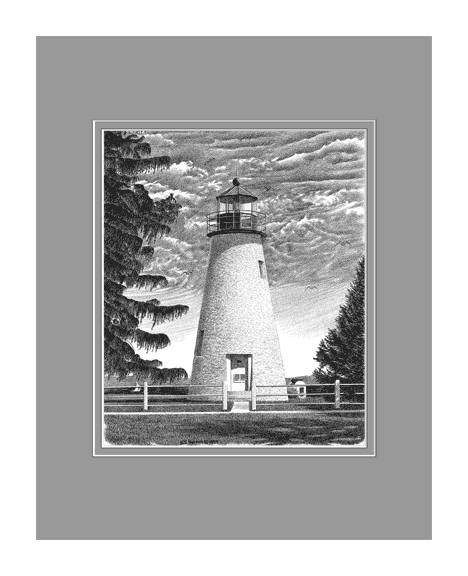 Framed Concord Point Lighthouse  Matted Print
