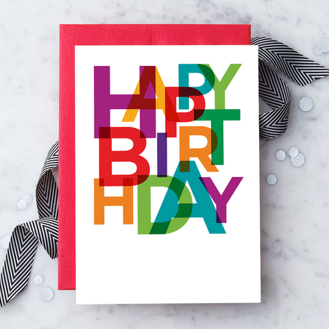 HB11 - "Happy Birthday" colorful type greeting card