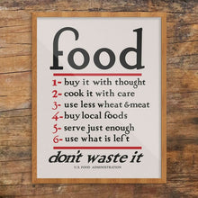 Framed Food Don't Waste It WPA 11 x 14 Print