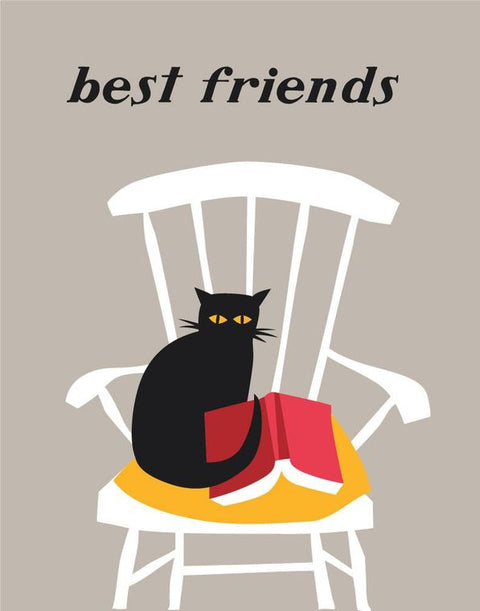 Best Friends Cat & Book 2.5 x 3.5 Magnet