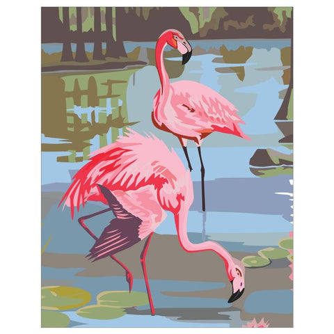 Paint By Numbers Pink Flamingos Finished 5 x 7 Greeting Card