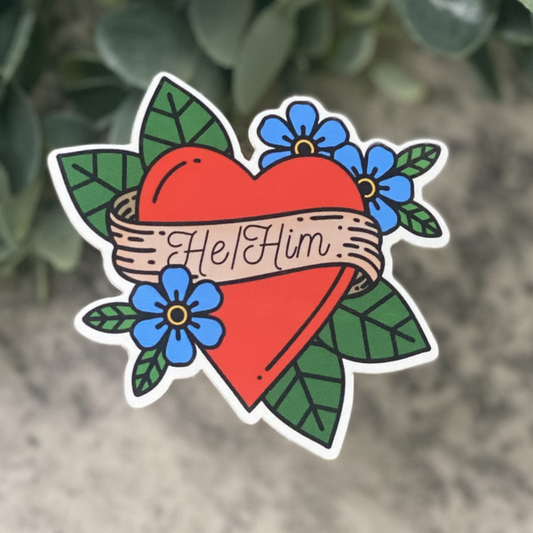 Pronouns: He/Him Vinyl Sticker