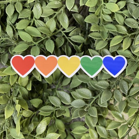 Rainbow Hearts Vinyl Sticker