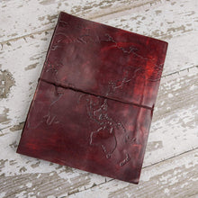 Extra Large World Map 14x11 Handmade Leather Journal by Soothi
