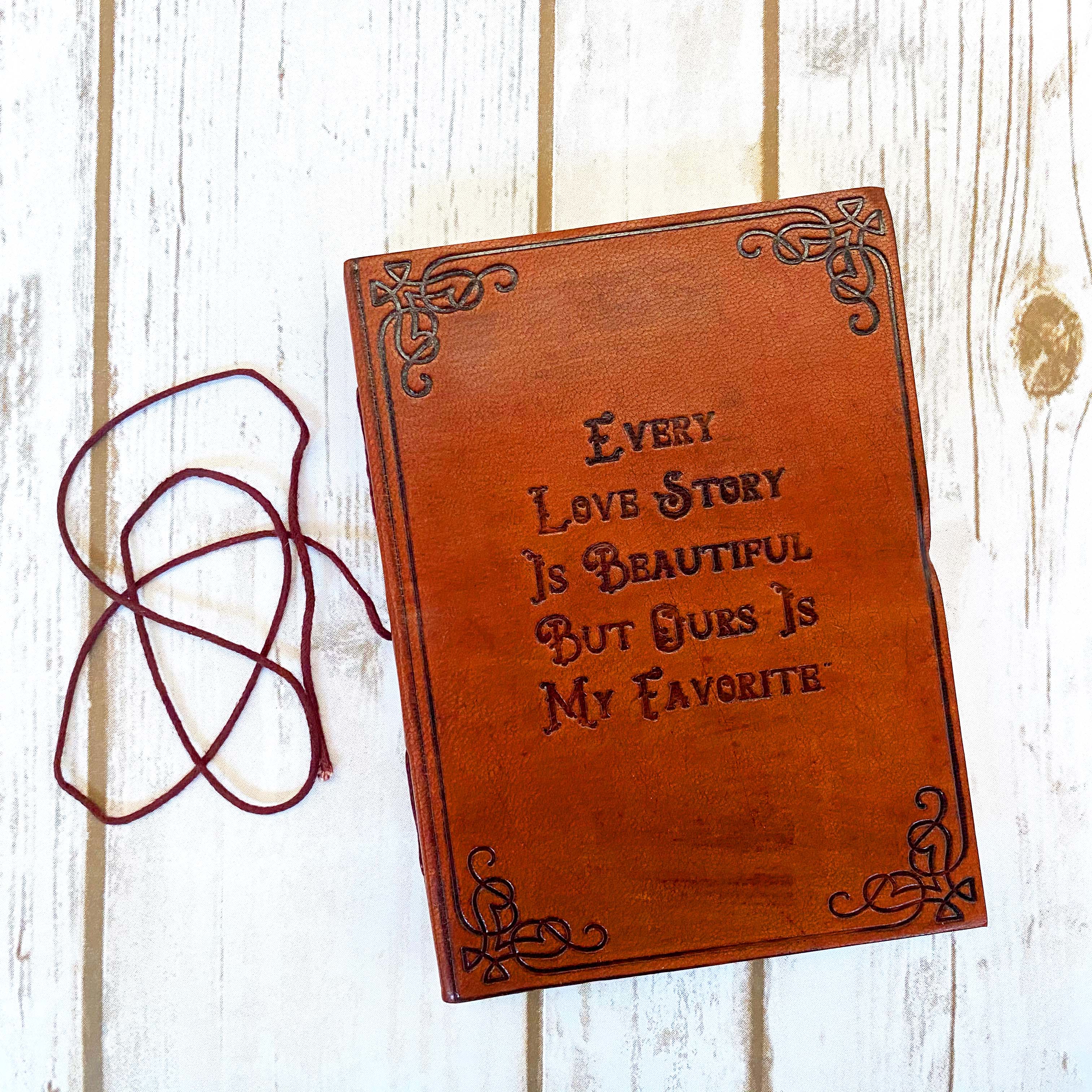 Every Love Story Is Beautiful Quote Leather Journal - 7x5 by Soothi
