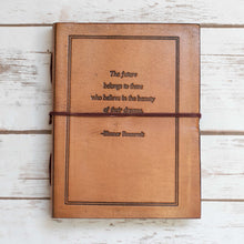 The Future Belongs Eleanor Roosevelt Quote Leather Journal - 8x6 Size by Soothi
